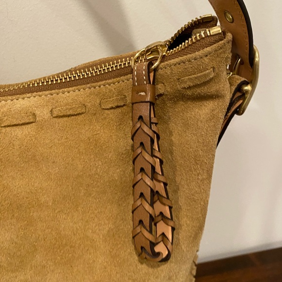 Coach Tan Suede Shoulder Bag with Pouch - Picture 13 of 14